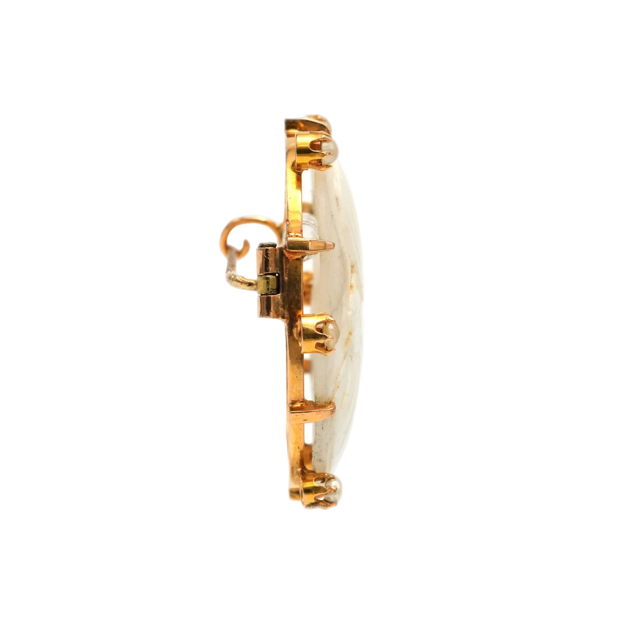 Broche Épingle en or jaune, perles et camée