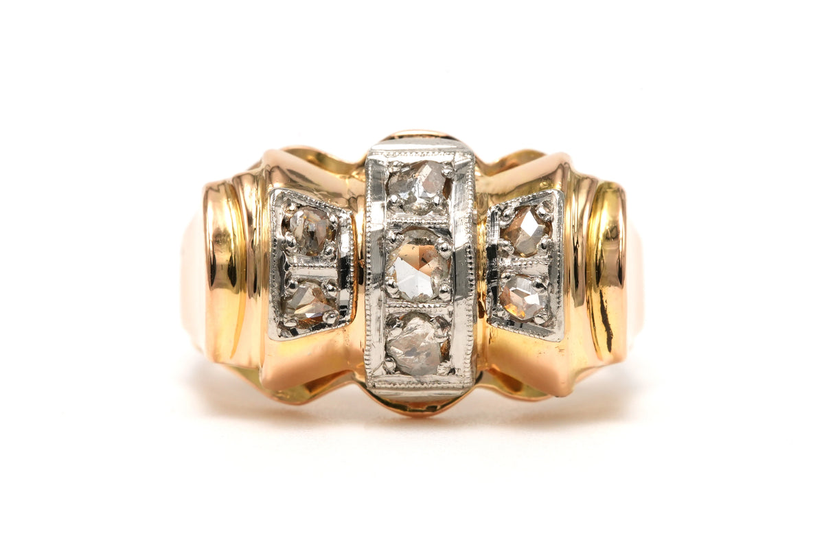 Bague Tank en or jaune et diamants