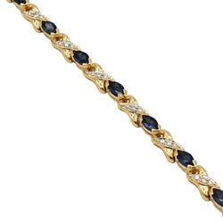 Bracelet Ligne en or jaune, saphirs et diamants