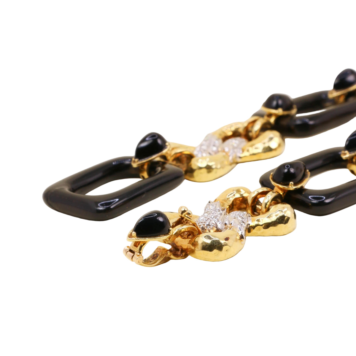 Collier Maille transformable or jaune, onyx et diamants
