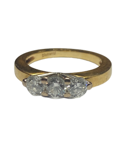 BAGUE OR 18K DIAMANTS 0,35 CT (x3) (T.53)