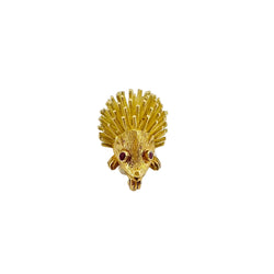 Broche Hérisson en or jaune et rubis