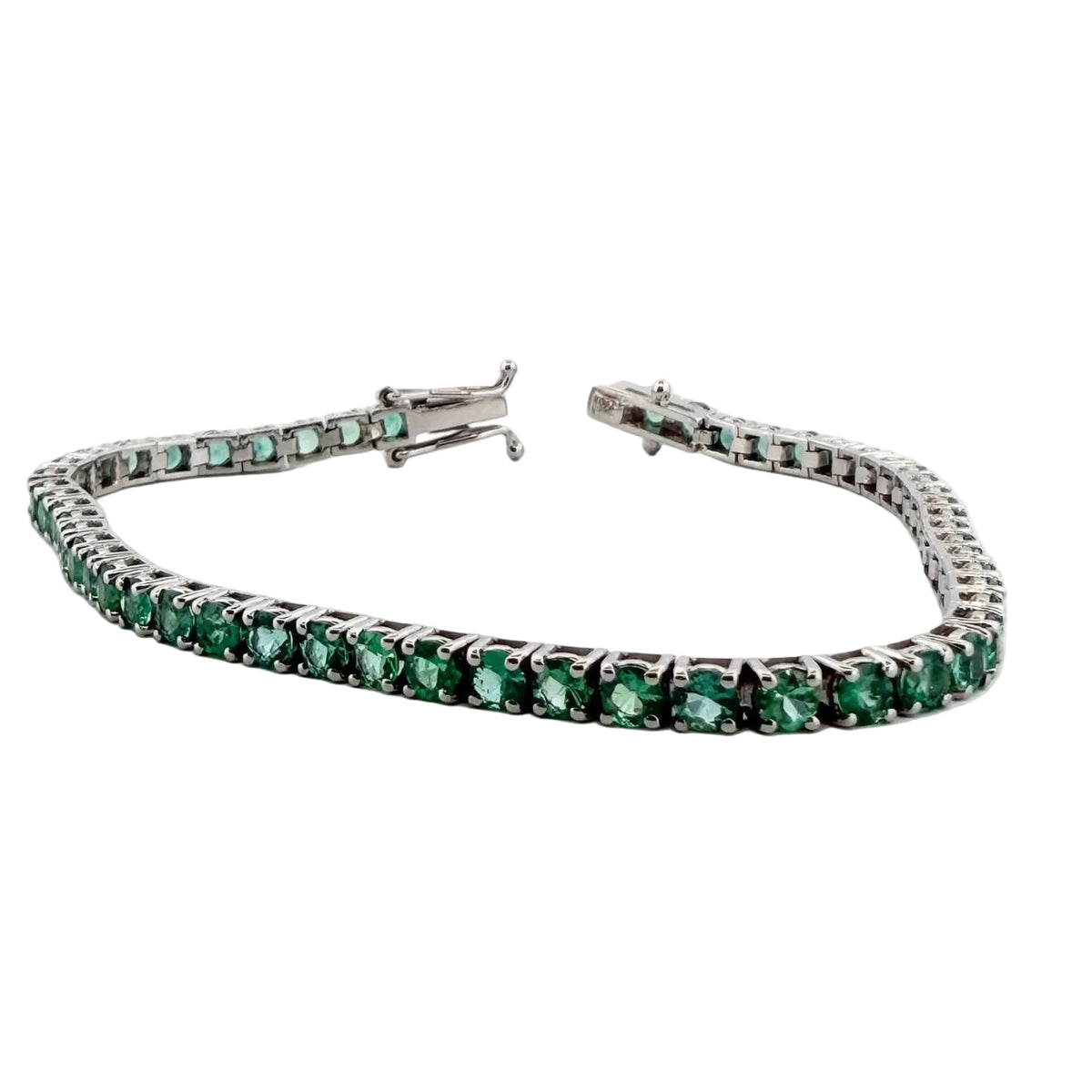 Bracelet Ligne en or blanc et émeraudes