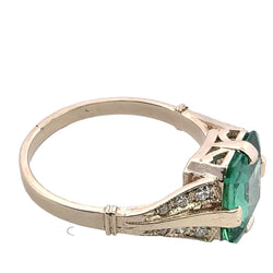 Bague Solitaire en or blanc, émeraude et diamants