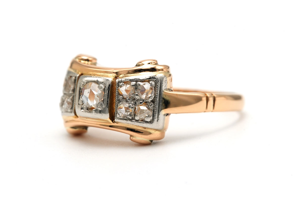 Bague Tank en or jaune et diamants