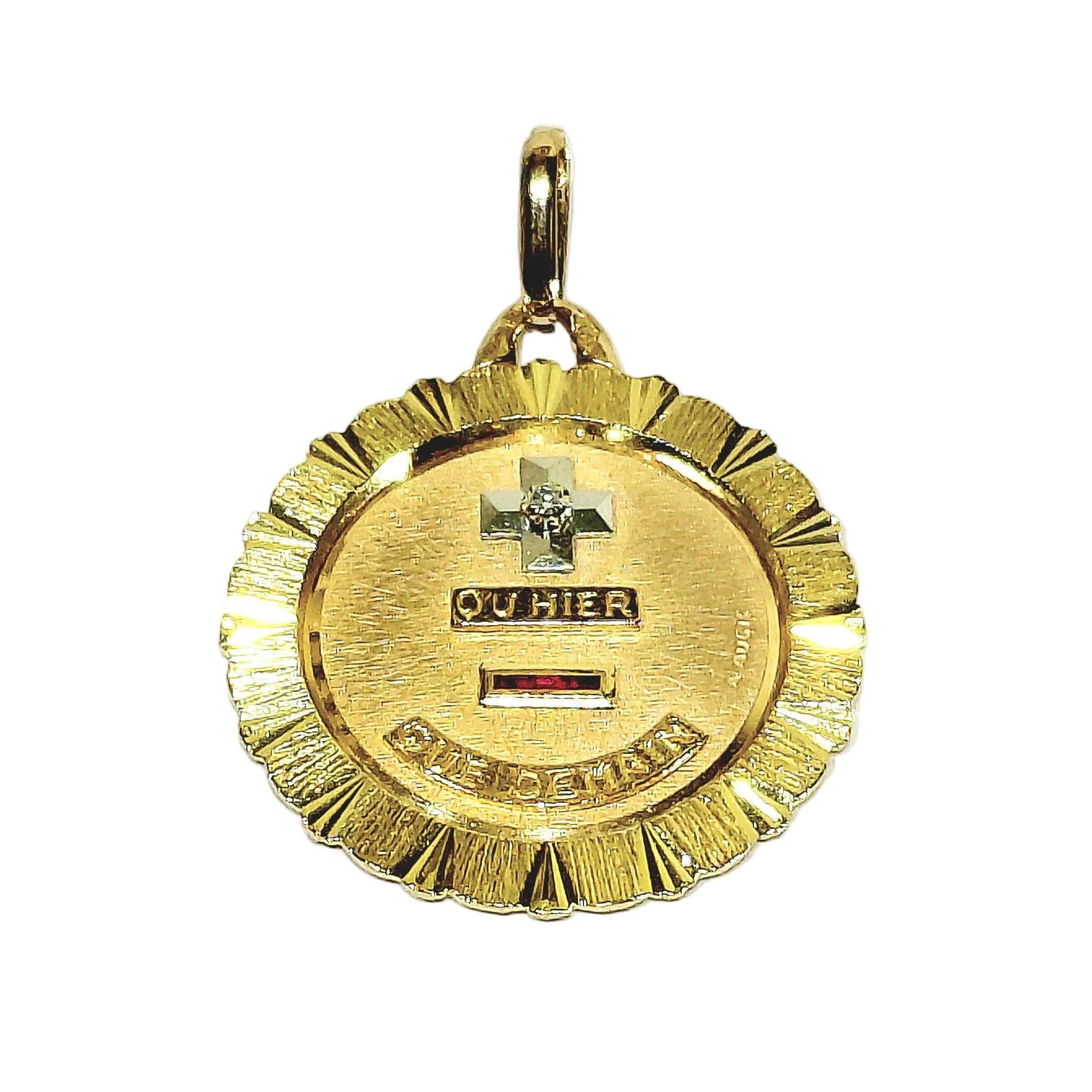 Médaille AUGIS en or jaune, or rose, rubis et diamant