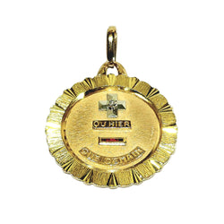 Médaille AUGIS en or jaune, or rose, rubis et diamant