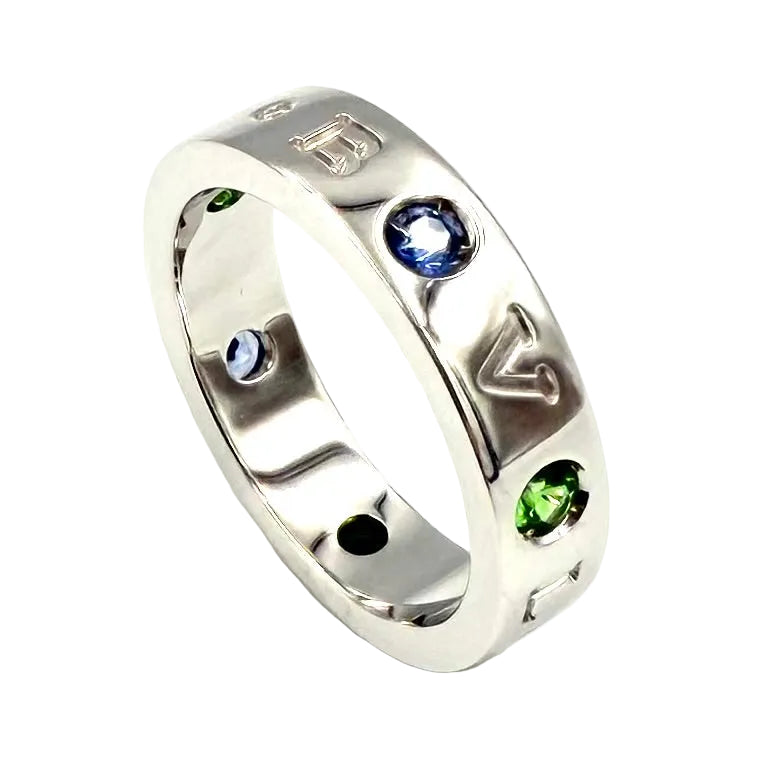 Bague BULGARI "Roman Sorbet" en or blanc, grenats, saphirs et diamant