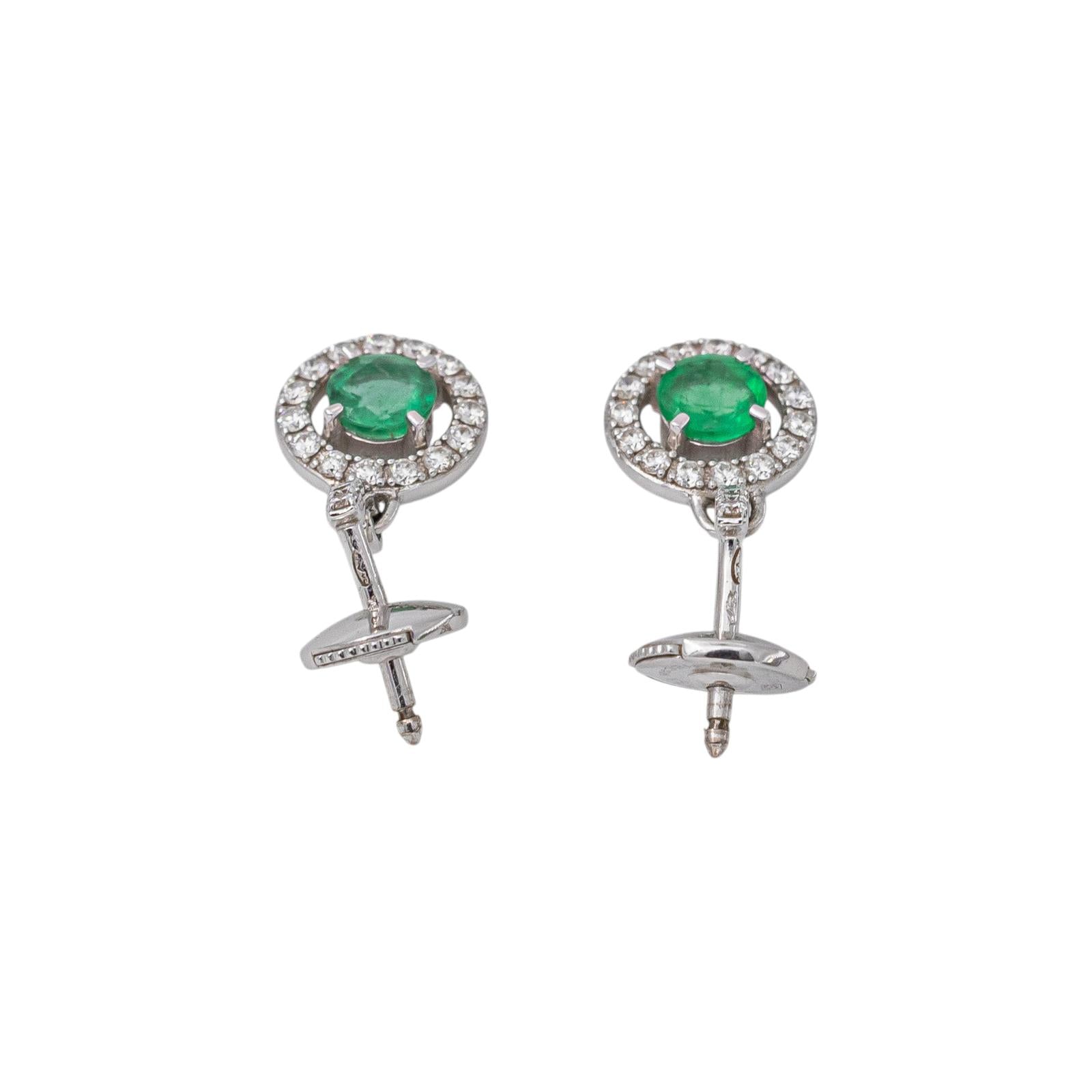 Boucles d'oreilles Pendantes Or blanc Emeraude