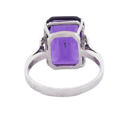 Bague Solitaire en platine, améthyste et diamants