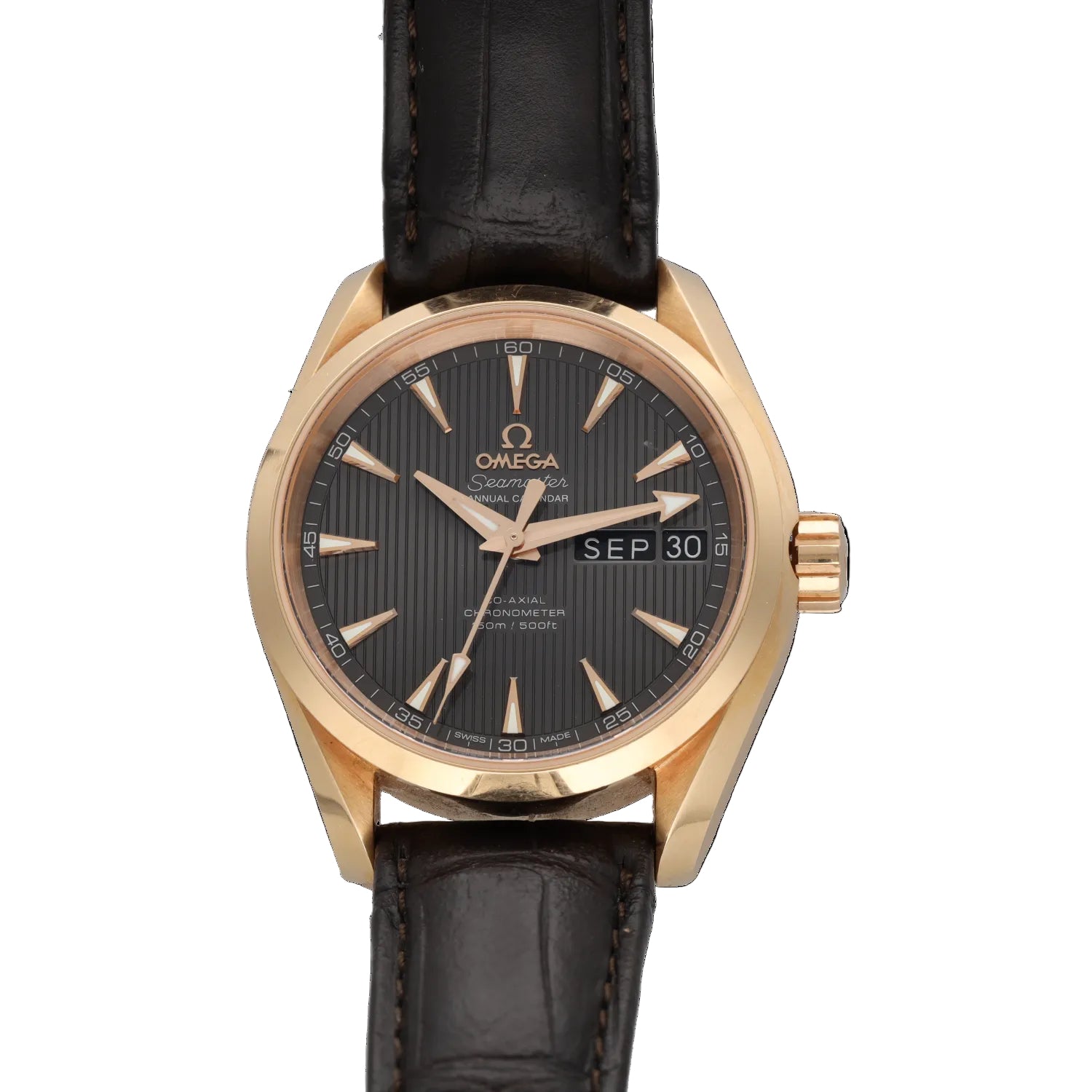 Montre OMEGA en or rose et cuir