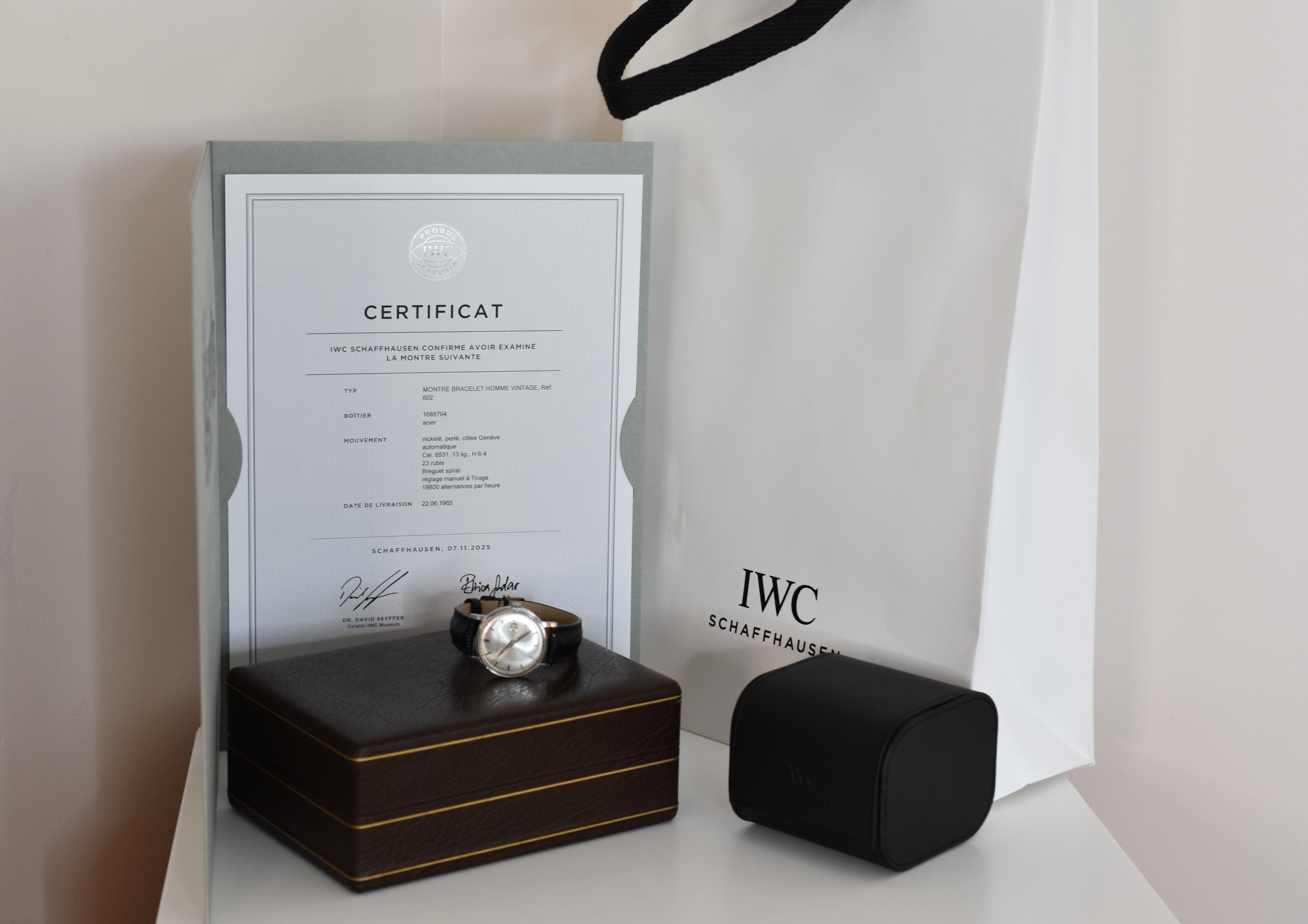 IWC Classique 1965, Calibre 8531 Pellaton, Réf. 602, full set avec certificat d'origine