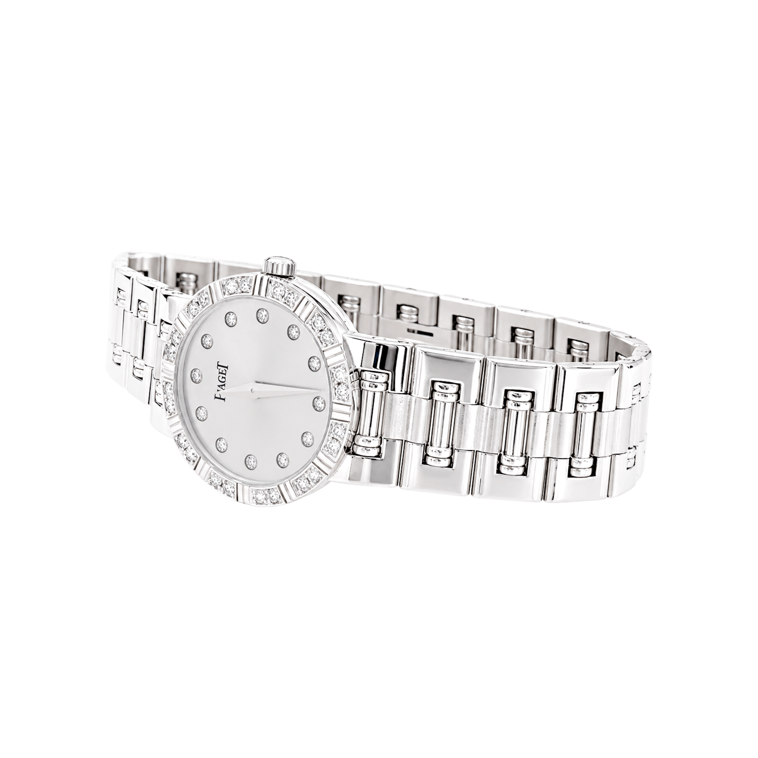 Montre Piaget, "Dancer", or blanc, diamants.
