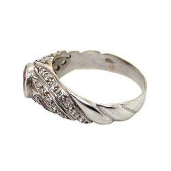 Bague Jonc en or blanc, saphir et diamants