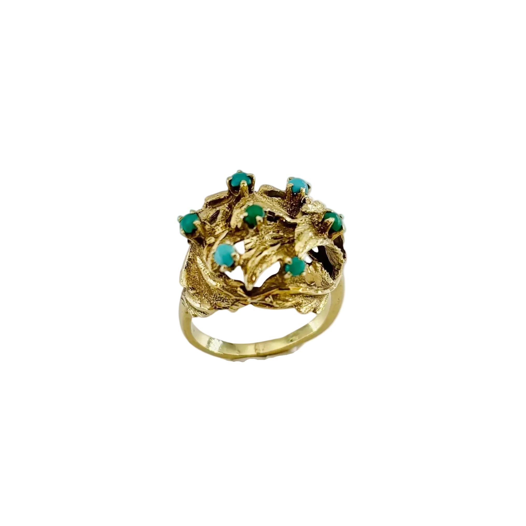 Bague Dôme en or jaune et turquoise