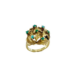 Bague Dôme en or jaune et turquoise