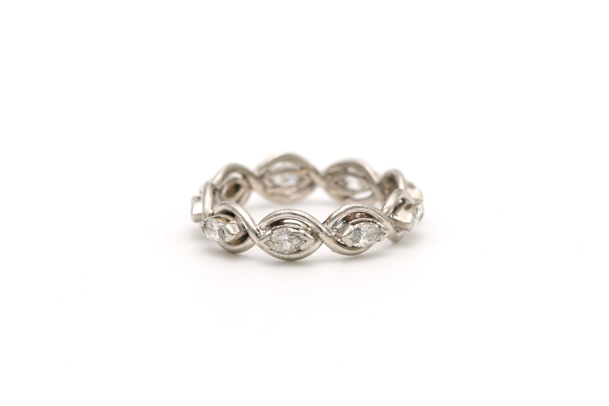 Bague Alliance en blanc, or jaune et diamants