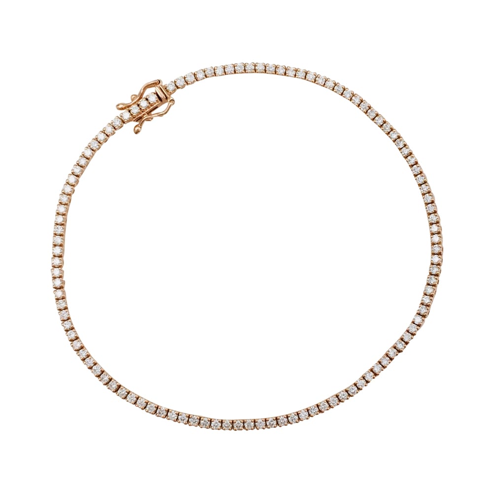 Bracelet ligne, or rose et diamants taille brillant, 1.38 carat.