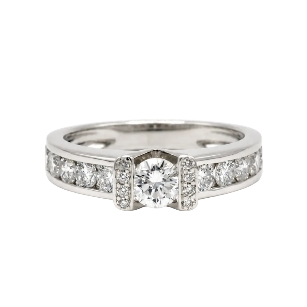Bague Bandeau en or blanc et diamants