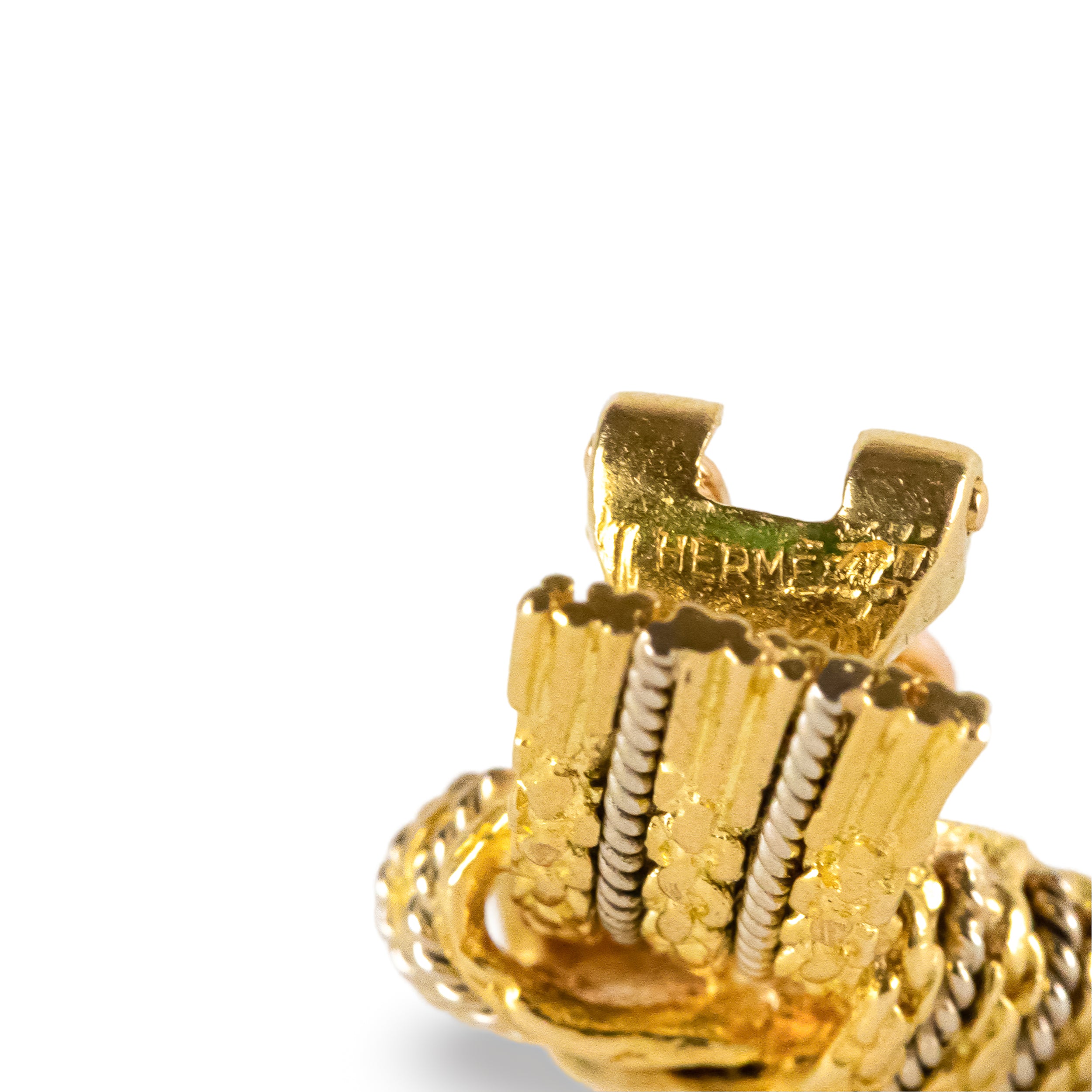 HERMÈS “Nœud” clip earrings in yellow gold and white gold