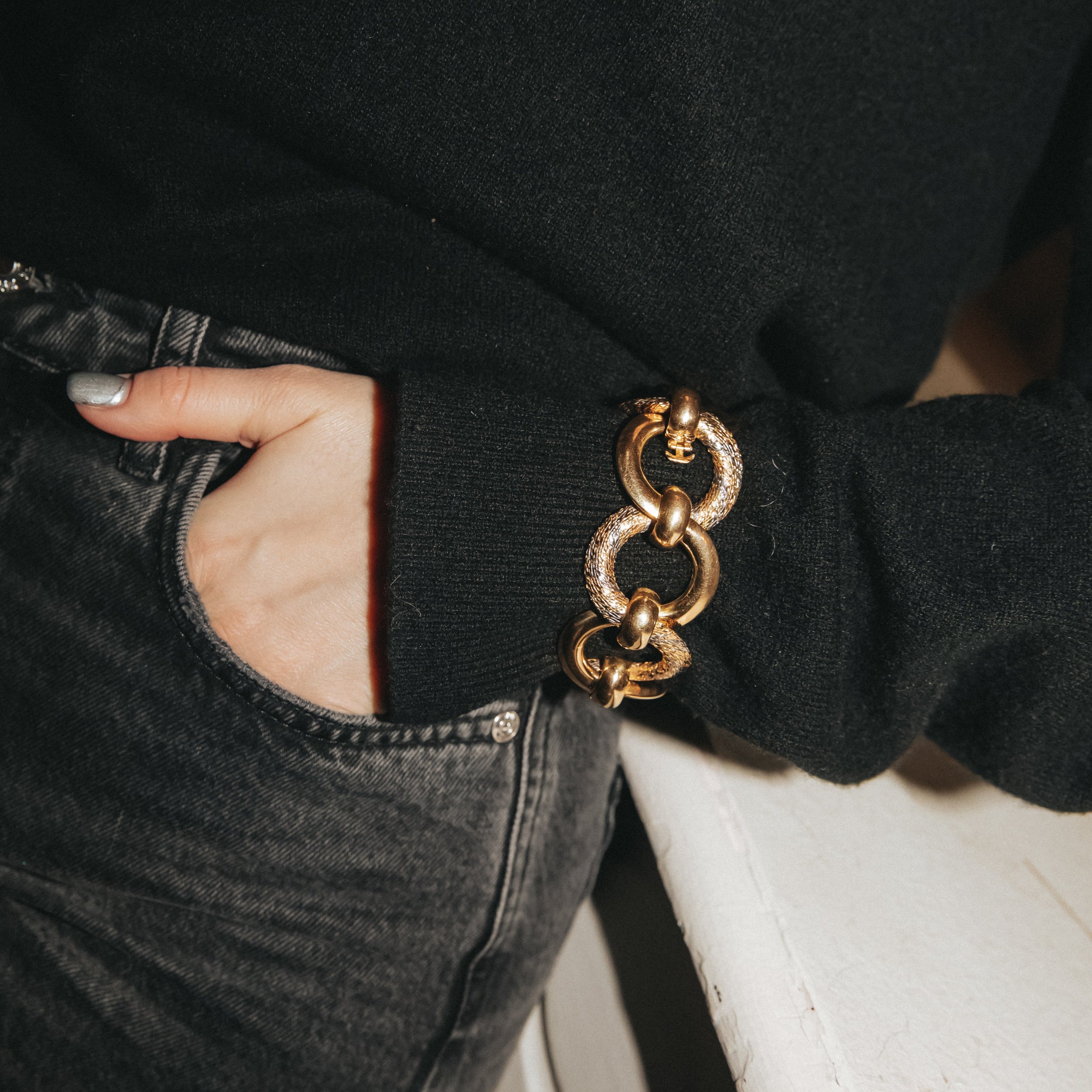 GEORGES LENFANT POUR CARTIER Soft Bracelet in yellow gold, white gold and pink gold