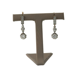 Boucles d'oreilles Dormeuses en or blanc, or jaune et diamants