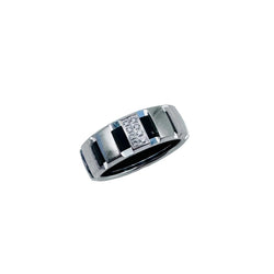 Bague Bandeau CHAUMET "Class One" en or blanc, diamants et caoutchouc