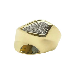 Bague Chevalière en or blanc, or jaune et diamants