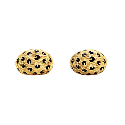 Boucles d'oreilles Fred Paris, "Léopard", or jaune et émail.