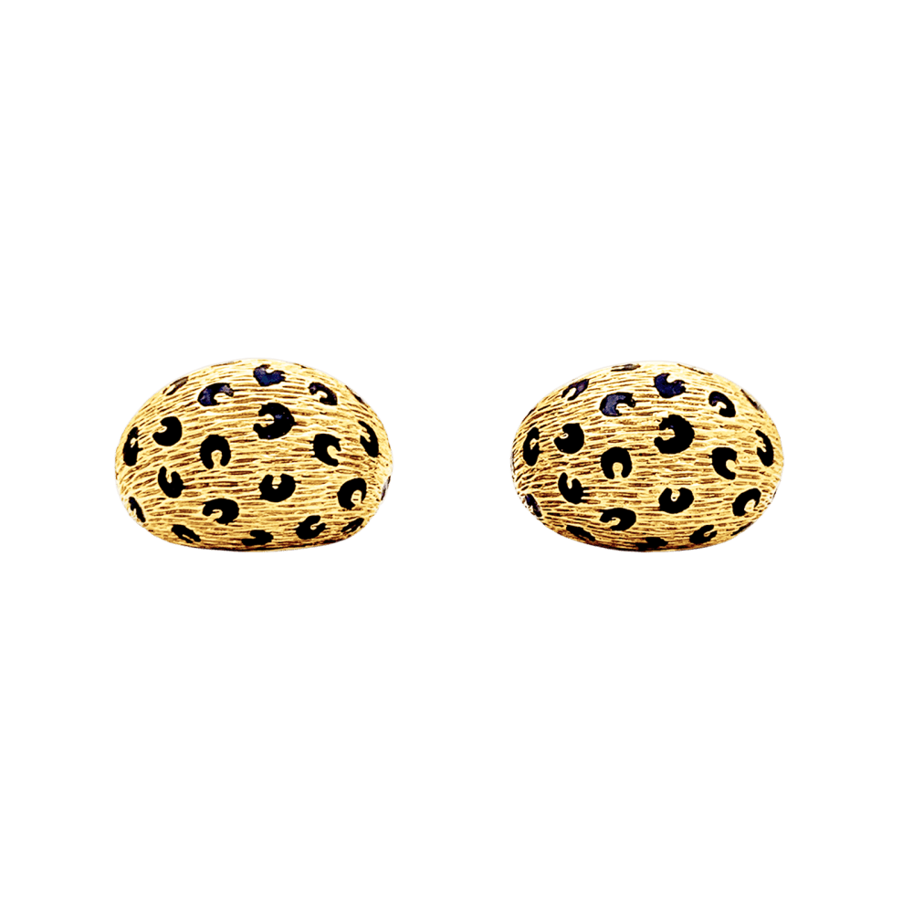 Boucles d'oreilles Fred Paris, "Léopard", or jaune et émail.