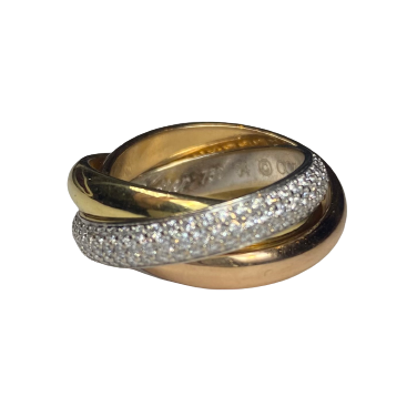 Bague Alliance CARTIER Trinity en or blanc, or jaune, or rose et diamants