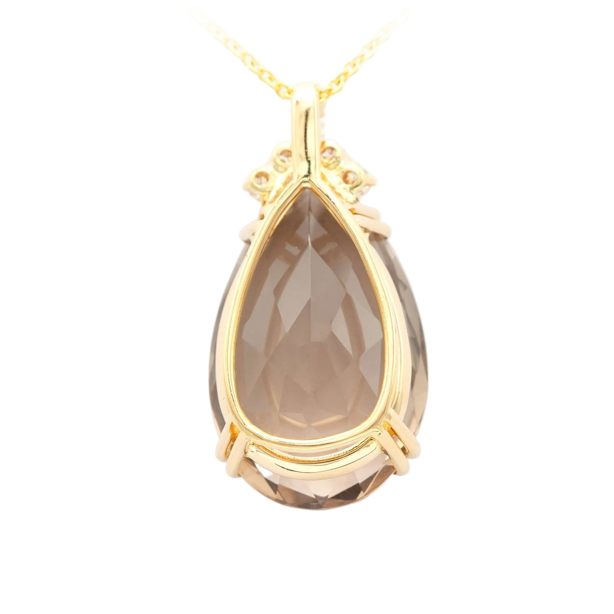 Pendentif en or jaune, quartz et diamants
