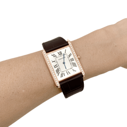 Montre CARTIER "Tank Louis Cartier" XL en or rose, acier et diamants