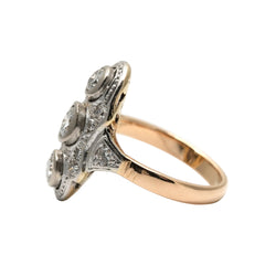 Bague Trilogie en or blanc, or jaune et diamants