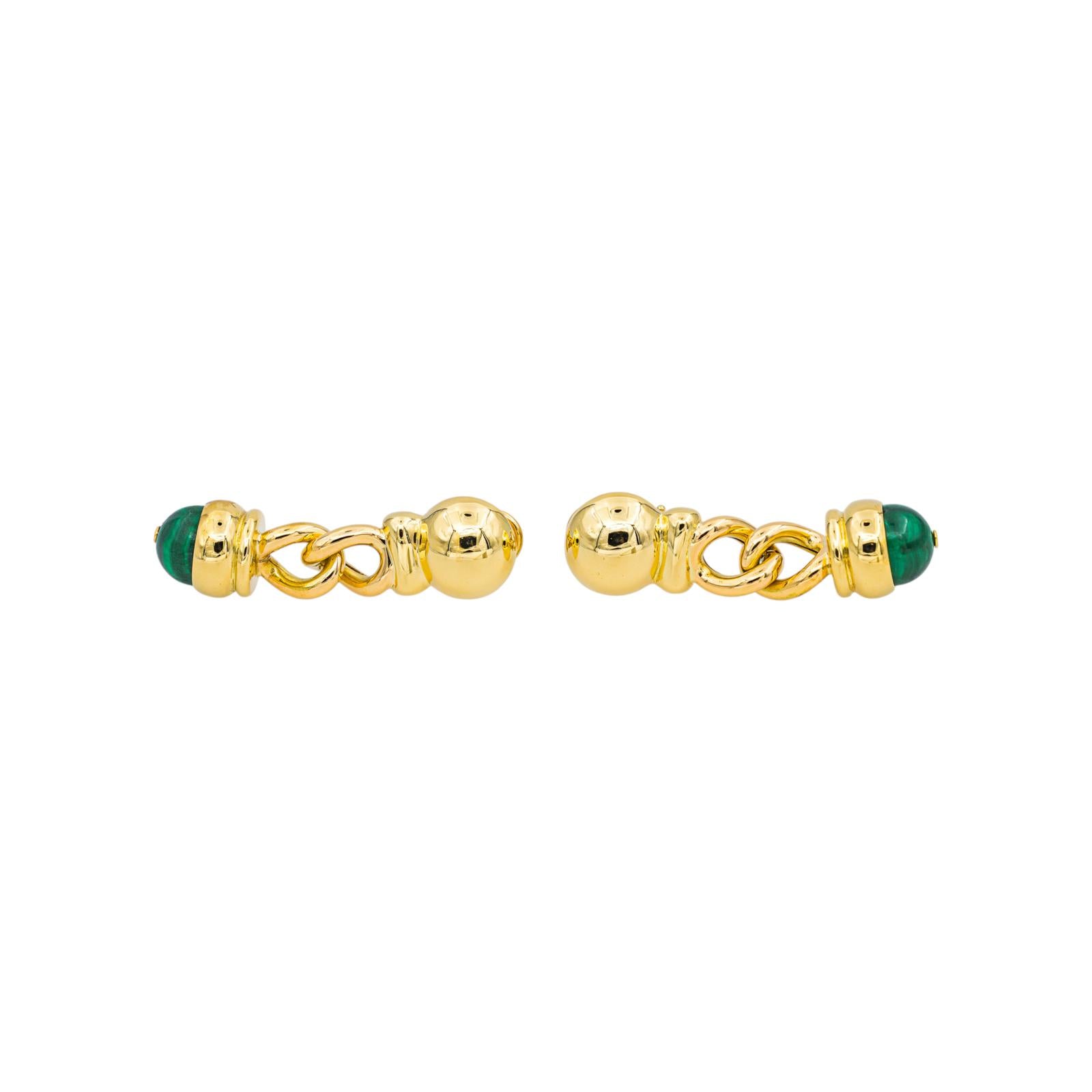 Boucles d'oreilles Pendantes Or jaune Malachite