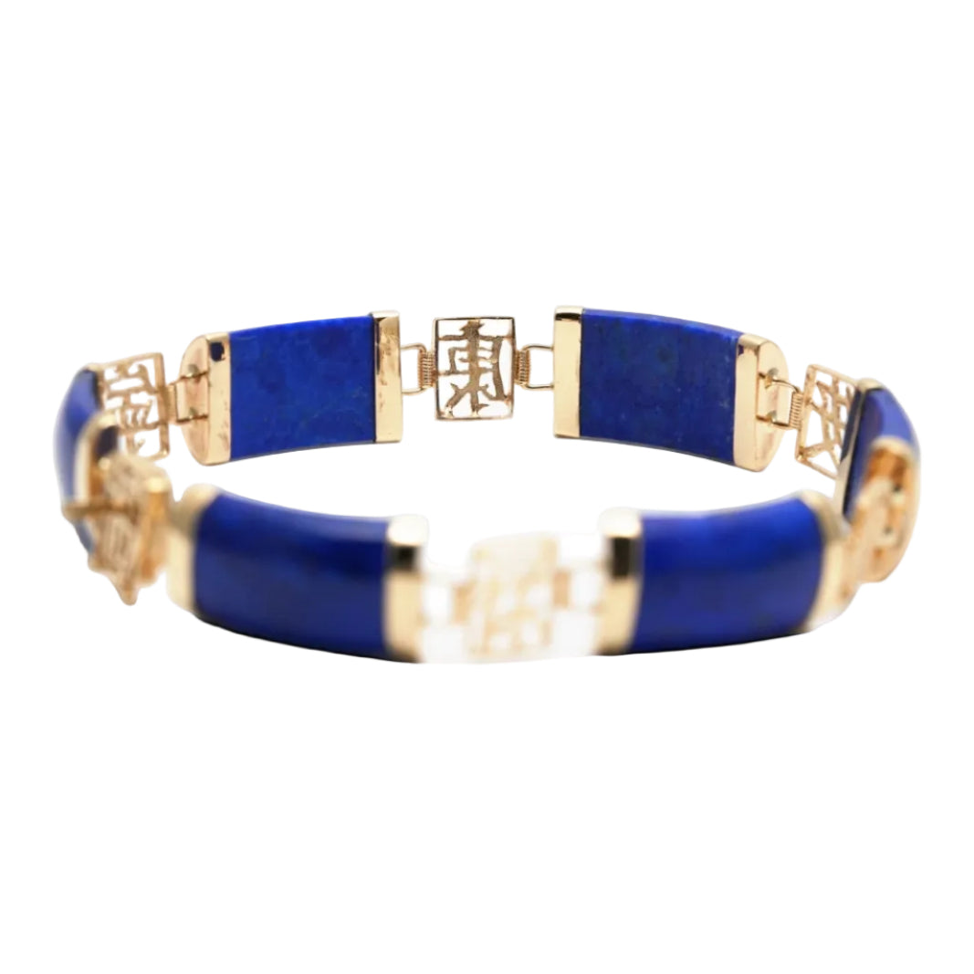 Bracelet en or jaune et lapis-lazuli