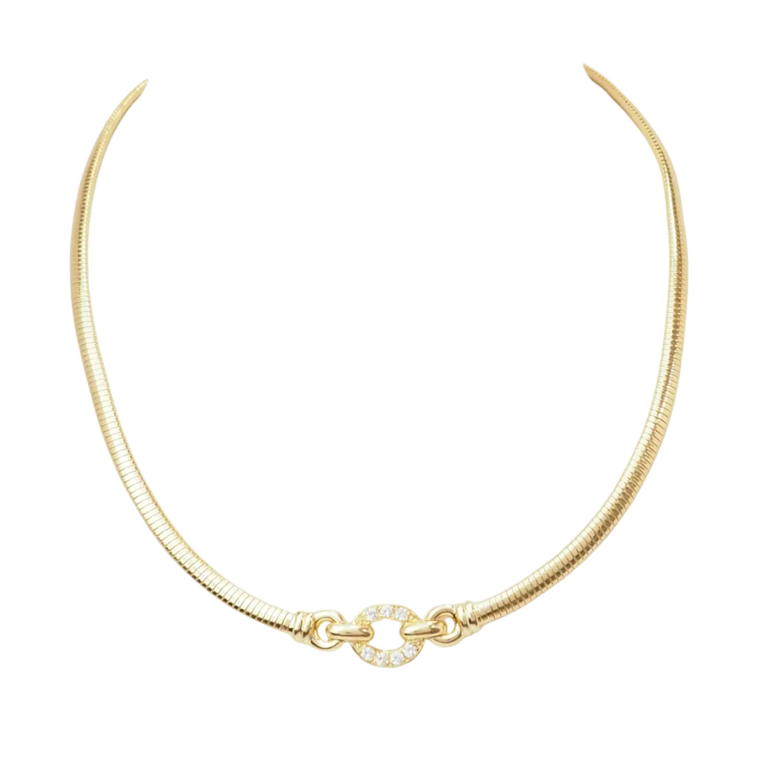 Collier Ras de Cou en or jaune et diamants