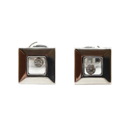 Boucles d'oreilles Puces CHOPARD "Happy Diamonds" en or blanc et diamants