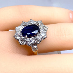 Bague Marguerite en or jaune, saphir et diamants