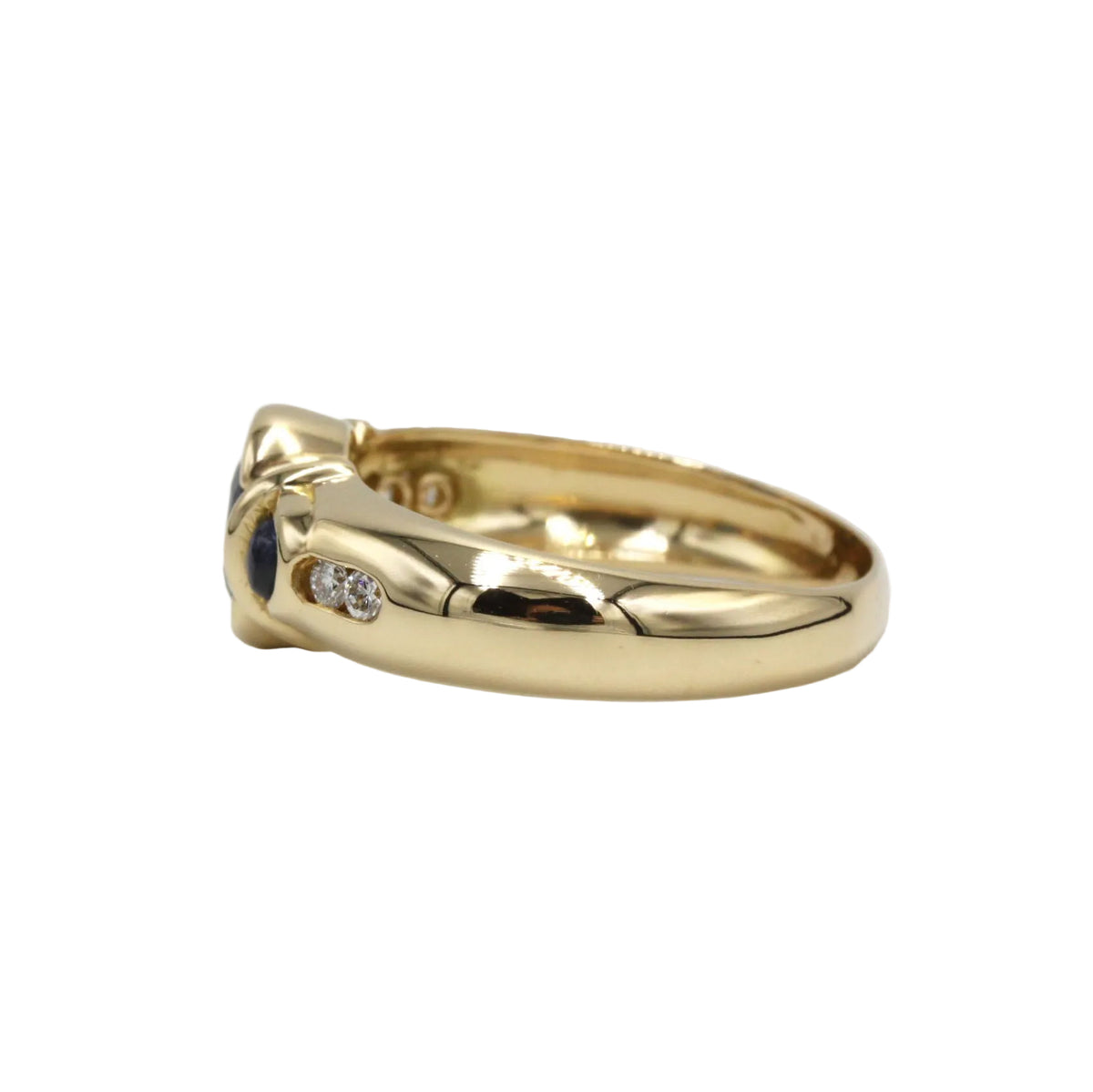 Bague Jonc en or jaune, saphirs et diamants
