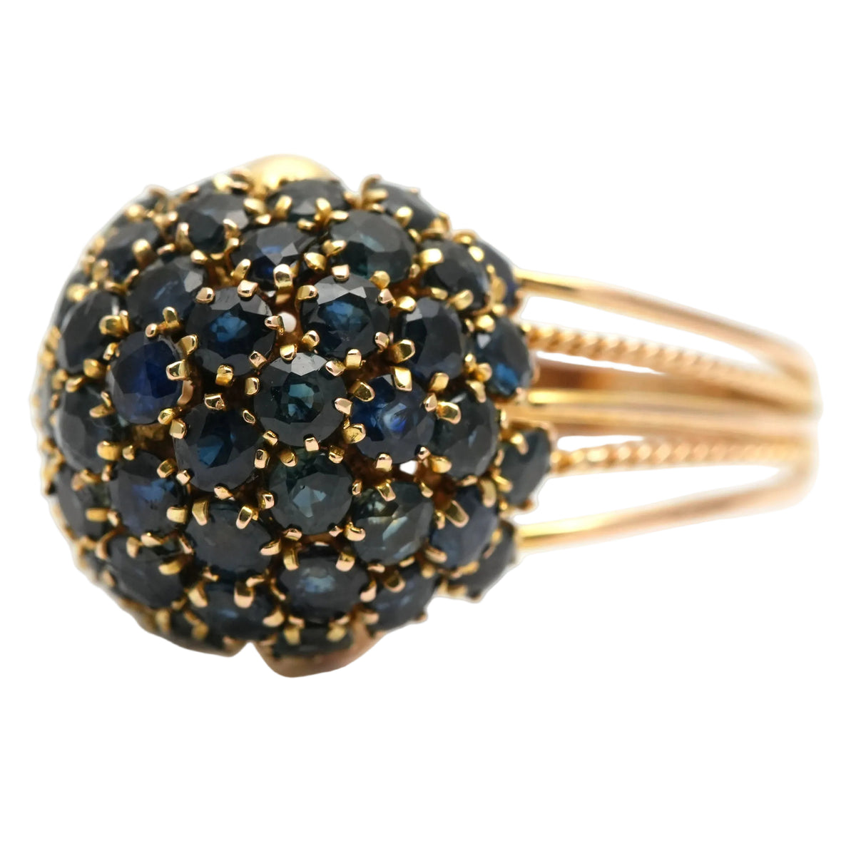 Bague Dôme en or jaune et saphirs