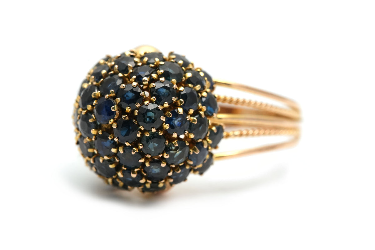 Bague Dôme en or jaune et saphirs