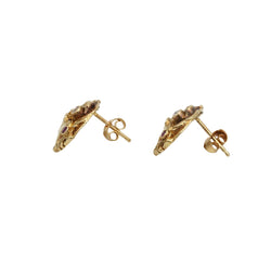 Boucles d'oreilles Puces en or jaune, rubis et diamants
