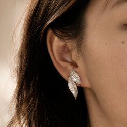 Boucles d'oreilles Clips en or blanc, platine et diamants