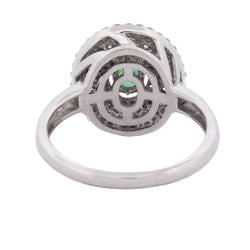 Bague Entourage en or blanc, émeraude et diamants