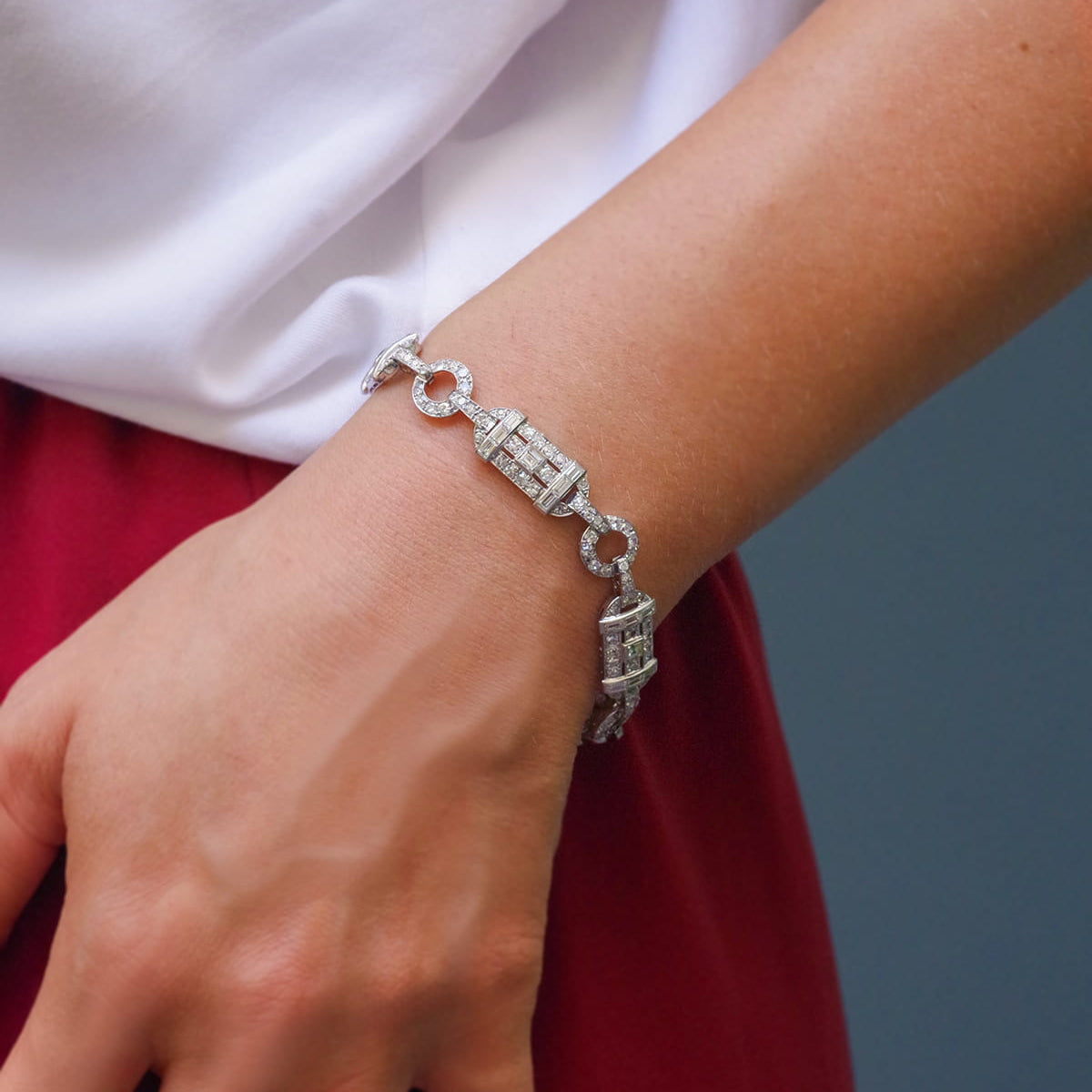 Bracelet en platine et diamants