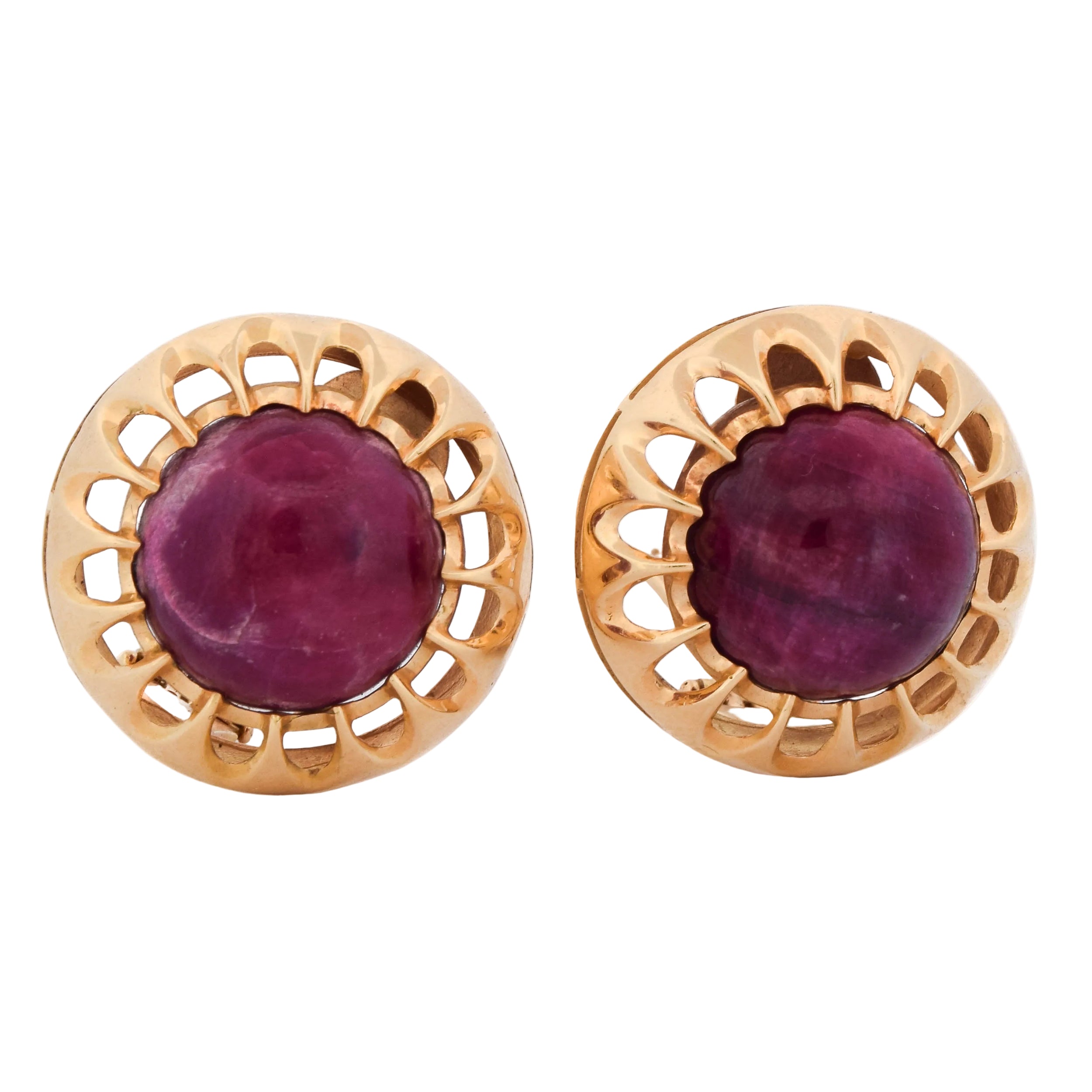 Boucles d'oreilles Clips en or jaune et rubis