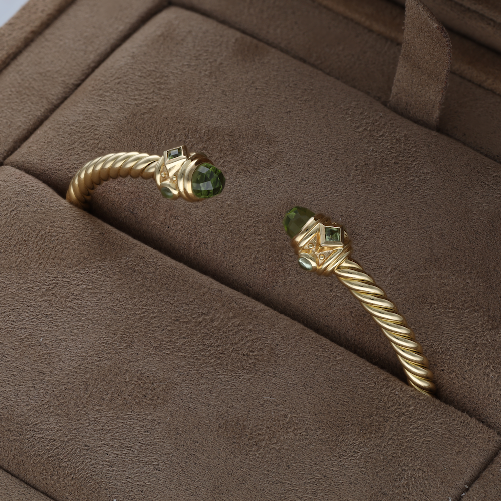 Bracelet Jonc DAVID YURMAN Renaissance Cable Spira en or jaune et cabochons
