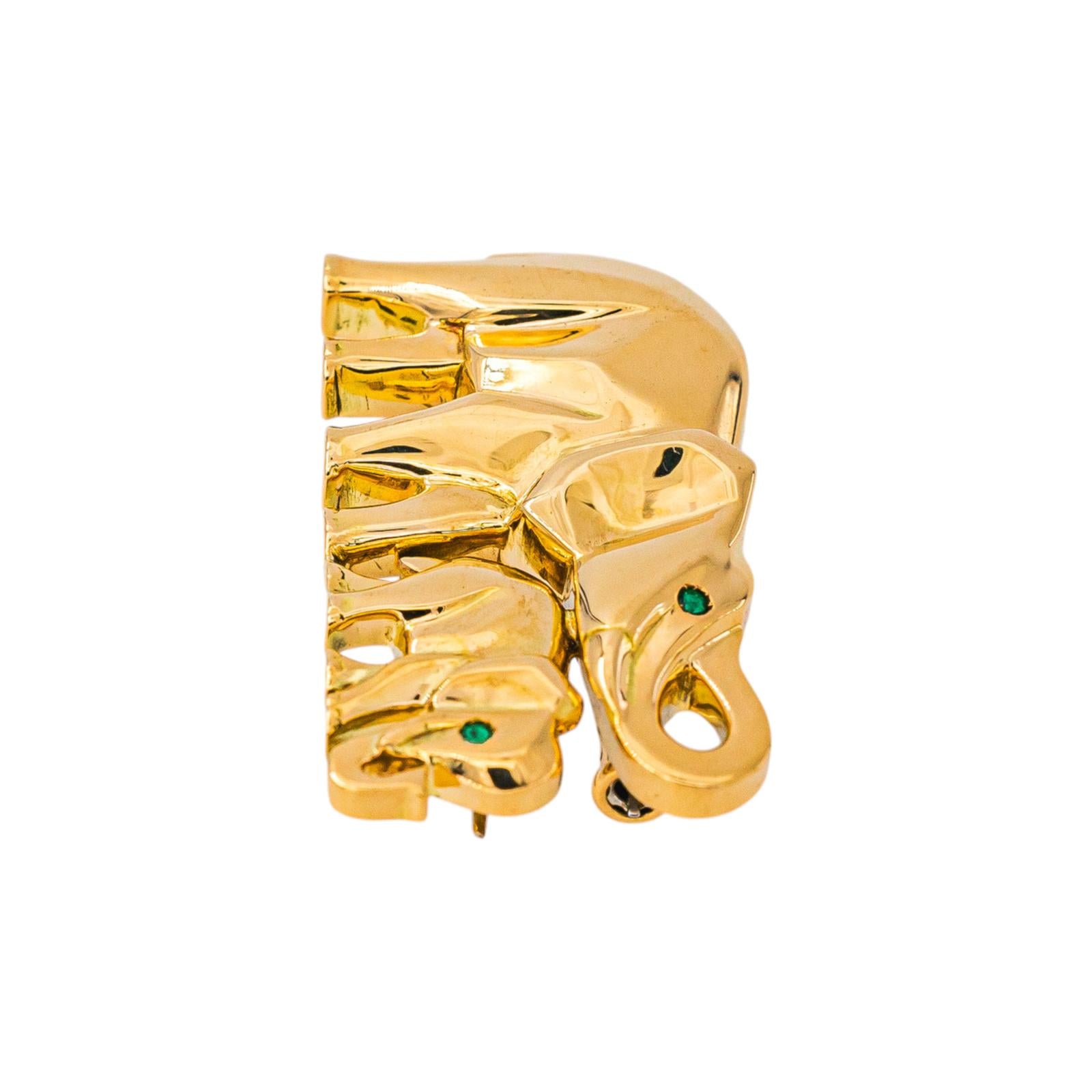 Cartier Broche Route des indes Or jaune Emeraude