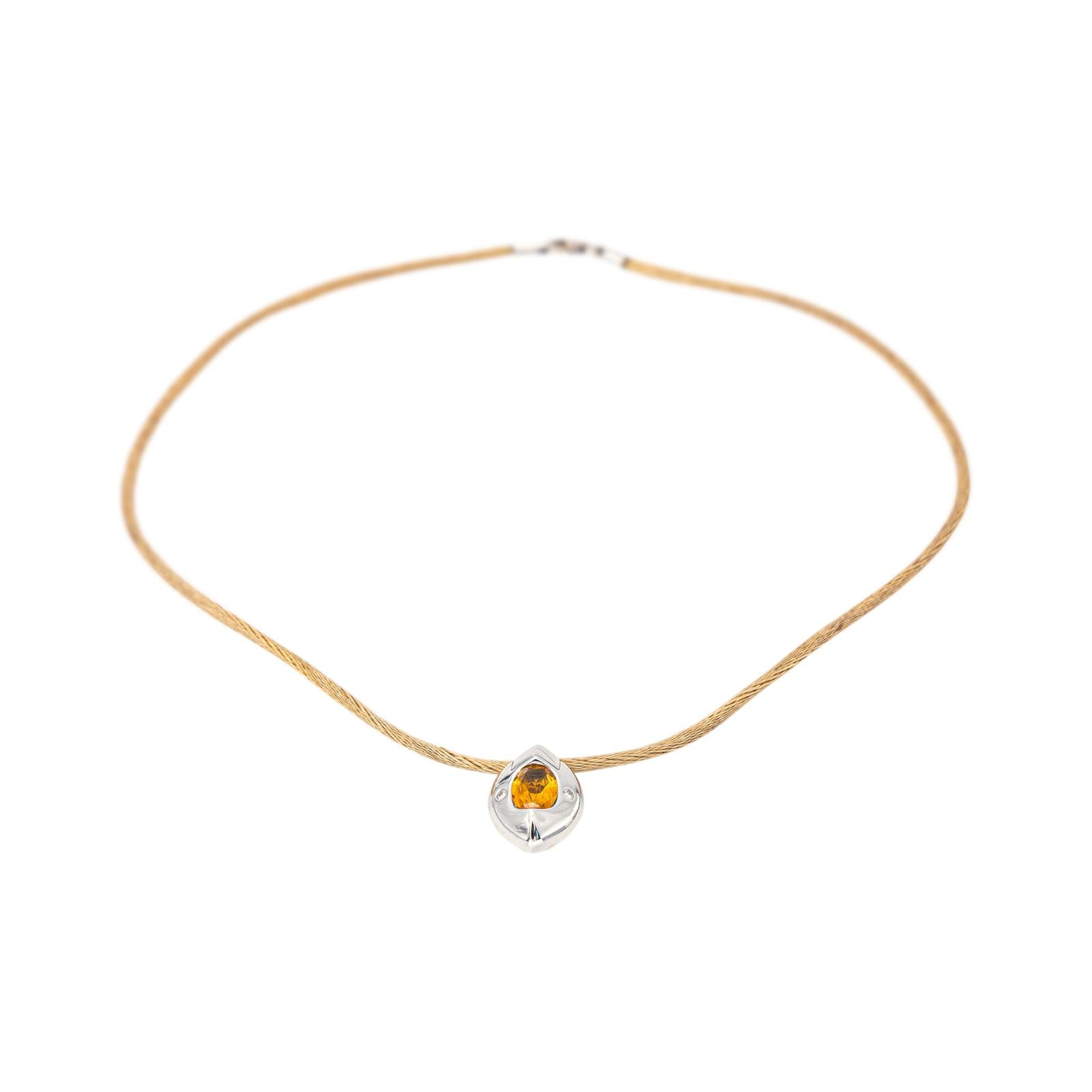 Piaget Collier Pendentif  Or blanc Citrine